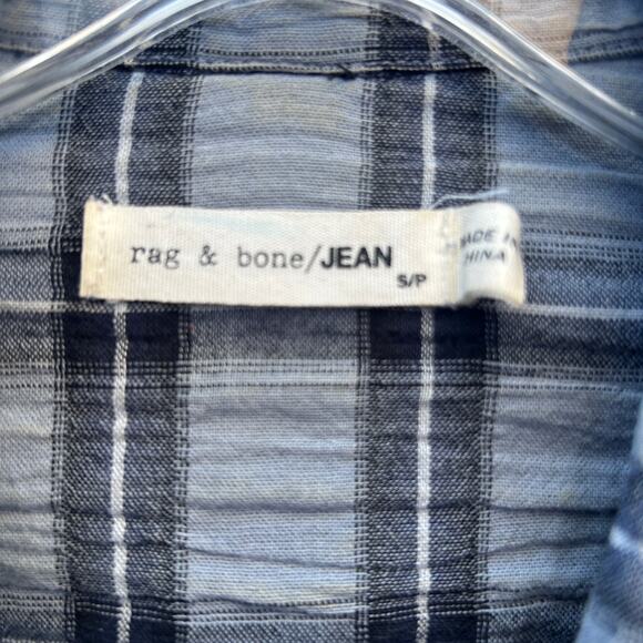 rag and bone jean sadie blue plaid crinkle cotton shirt dress - Picture 2 of 7